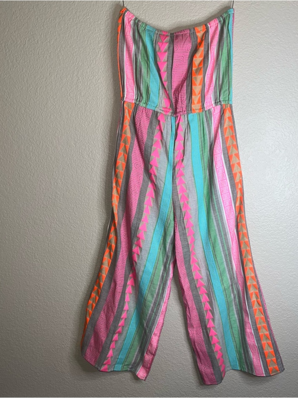 Elan Aztec Strapless Jumpsuit In Neon Multicolors NWT Sz L - Picture 10 of 13